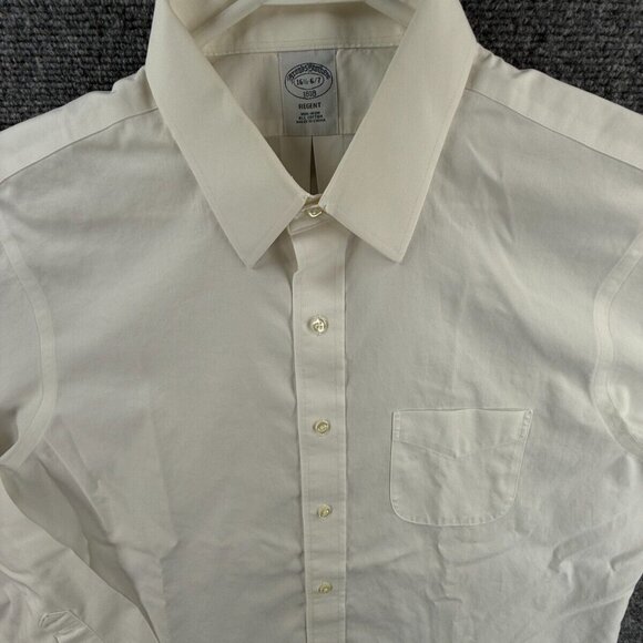 Brooks Brothers Non-Iron Regent White Cotton 16.5 36/37 Long Sleeve Button Up - Picture 1 of 16